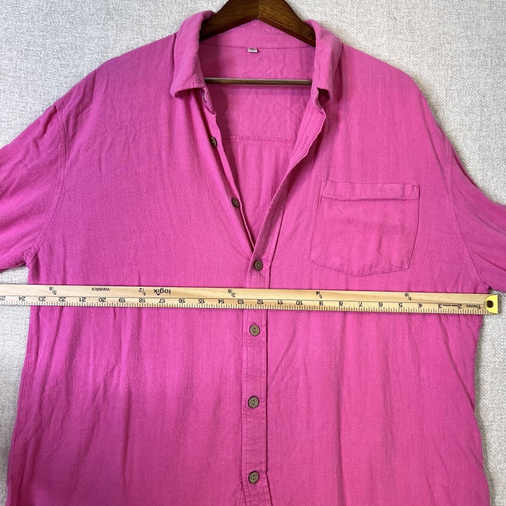 100% Cotton Pink Boho Gauze Lagenlook Organic Festival Button Up Top Women XL - Picture 9 of 9